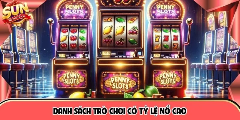 Danh sách trò chơi có tỷ lệ nổ cao